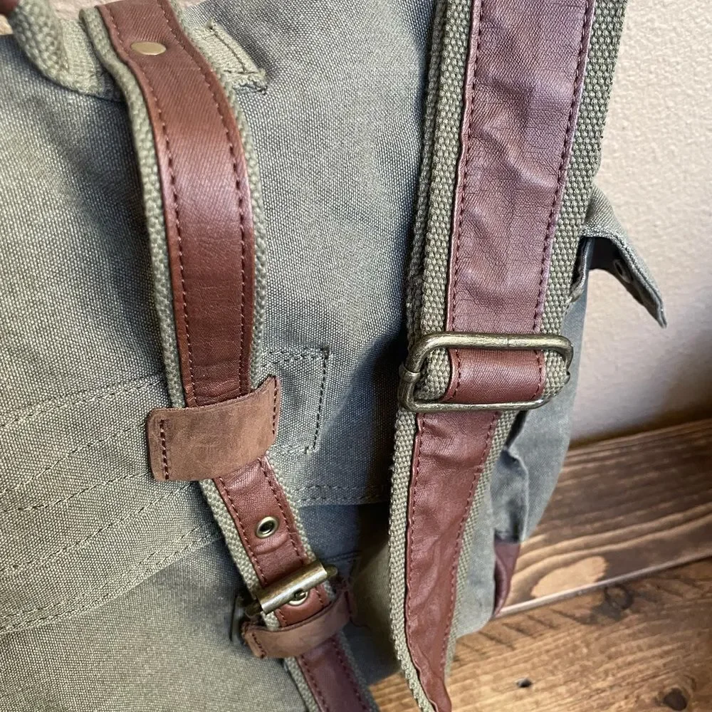 serbags Canvas Messenger Green and Brown Substantial Bag